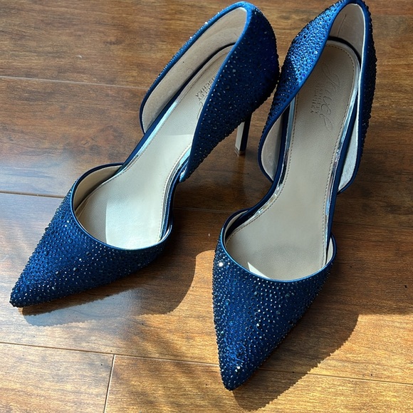 Jewel Badgley Mischka Stiletto, Women’s 8.5, Blue w/Rhinestones. - Picture 5 of 7